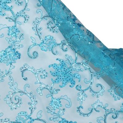 China Other 100% Polyester Design Rope Embroidery Lace Fabric With Sequins For Party Dress for sale