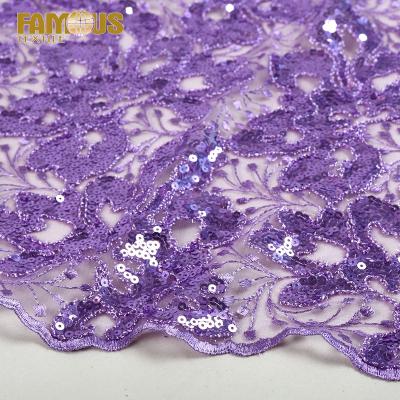 China Other Latest Ready Made Goods Sequin Rope Embroidery Tulle Lace Fabric Roll Online For Women Nigerian Dress Dresses for sale