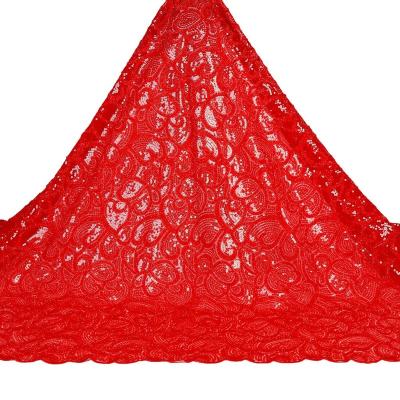 China Other Latest Nigerian Lace With Red Sequins Fabrics 2021 Lace Fabric For African Georges Wedding Dresses for sale