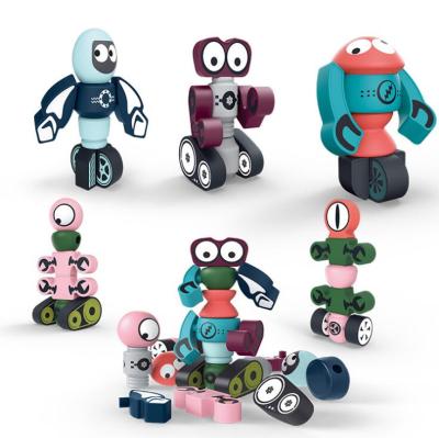 China Magnet + Plastic Magnetic Toys Develop Motor Skills Creativity Colorful Durable Magnetic Block Robots For Kids for sale