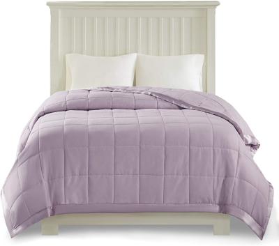 China Washable Lightweight Queen Goose Down Alternate Quilted Blanket With Satin Trim Romana Collection Lavender for sale