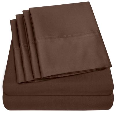 China Nondisposable Queen Sheets Set 6 Piece Deep Pocket Hypoallergenic Ultra Soft Wrinkle Resistant Brown 90gsm for sale