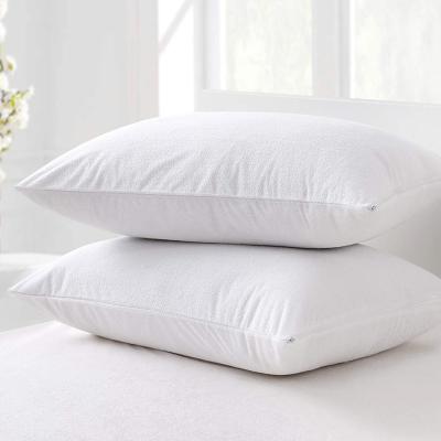 China Hot Selling Cheap Anti Dust Mite Zippered Waterproof Bamboo Terry Pillow Case Cover Protector Cotton King Size 170gsm for sale