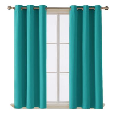 China Wholesale Fashion Blackout Hotel Blackout Window Curtain Turquoise Decorative Washable Home Curtain for sale