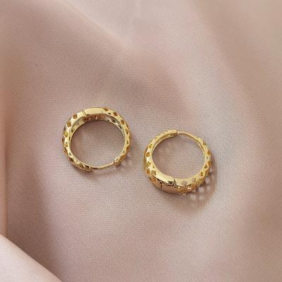 China TRENDY Hyacinth Personalized Hollowed Dedign Copper Needle Women Glod Circle Earrings for sale