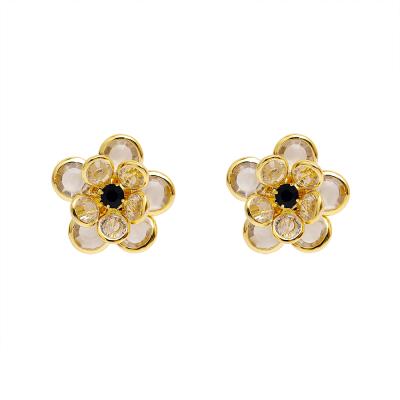 China FASHIONABLE Hyacinth Temperament Korean Design Flower Acrylic Resin 14K Gold Plated Ear Stud for sale