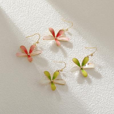 China Hyacinth Forest Crystal Translucent Petal Copper Cute Ear Hooks Soft Flower Earrings for sale