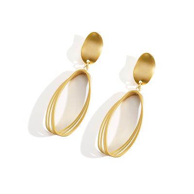 China Hyacinth Fashion Multi Layer Circle Geometric Mute Gold Dangle Earrings for sale