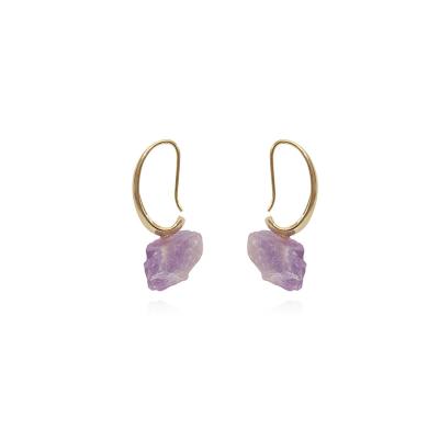 China FASHIONABLE Crystal Earrings Purple Hyacinth Natural Real Stone Pendant Earring Drop Earrings for sale