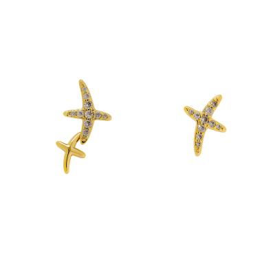 China FASHIONABLE Exquisite Zircon Star of Hyacinth Personalized Asymmetrical Ear Jewelry no pierced ear clips for sale