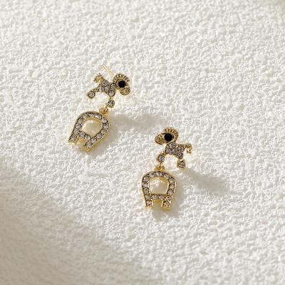 China Cute Hyacinth Sweet Style 925 Silver Needle Zircon Inlaid Pony Earrings Stud Cute for sale