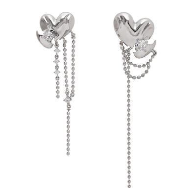 China FASHIONABLE Hyacinth Valentines Day Gifts Delicacy 925 Earrings Jewelry Silver Heart Tassels Earrings for sale