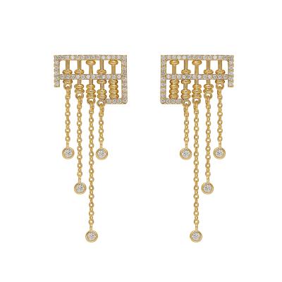 China Hyperbole Hyacinth Personalized Exquisite Zircon Abacus 925 Long Silver Needle Tassel Earrings for sale