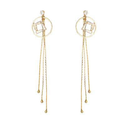 China Hyacinth Tassel Hoop TRENDY 925 Silver Needle Earrings With CZ Long Earring for sale