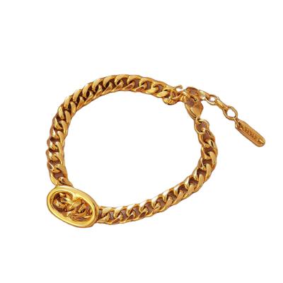 China Simple Hyacinth Metal Style Copper Bracelets Gold CLASSIC Luxury Pure Metal Link Chain Bracelets for sale