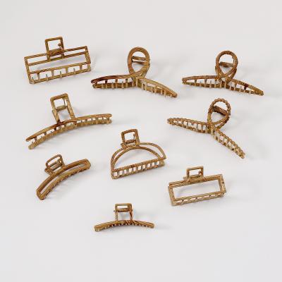 China Vintage Hyacinth Retro Style Simple Hair Accessories Metal Wood Grain Hairpin Hair Claw Clip for sale