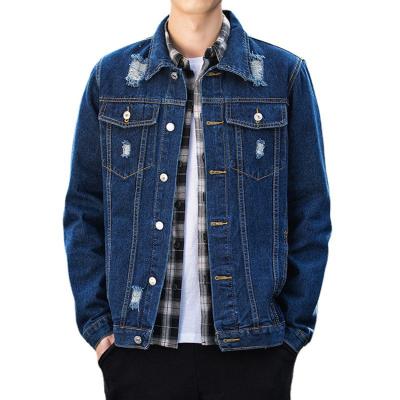 China Ripped Viable Mens Plus Size Denim Jackets Men Wholesale Plain Denim Jacket for sale