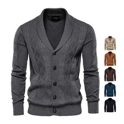 China Mens Soft Cotton Shawl Anti Shrink Button Down Cardigan Sweater for sale