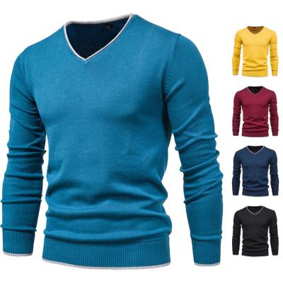 China Wholesale Custom Anti-Shrink Custom Men's Solid Slim Fit V-Neck Pullover Sweater for sale