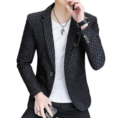 China Anti-wrinkle slim stylish black blazer men wholesale high quality plus size casual men's suits and blazer for sale