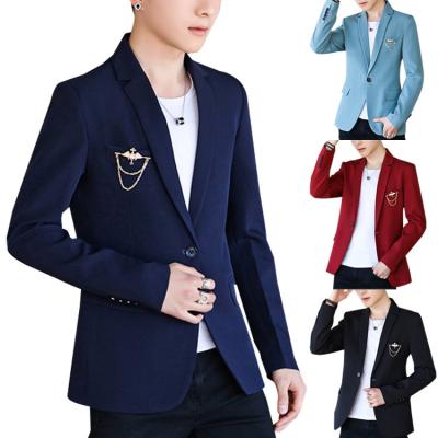 China Anti-wrinkle fashion plus size solid color slim fit blazers for men suit high quality men's party wear blazers for sale