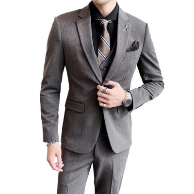 China Anti-Wrinkle Mens Solid Suits 3 Pieces Blazer Vest Pants Sets Single Breasted Formal Wedding Business Men Suits for sale