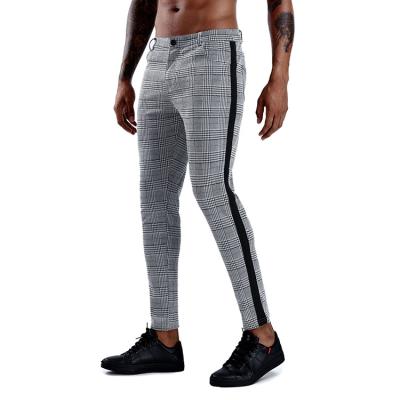 China Wholesale High Quality Anti-static Office Casual Men's Slim Fit Slim Fit Plaid Golf Pants Elastic Trousers For Men for sale