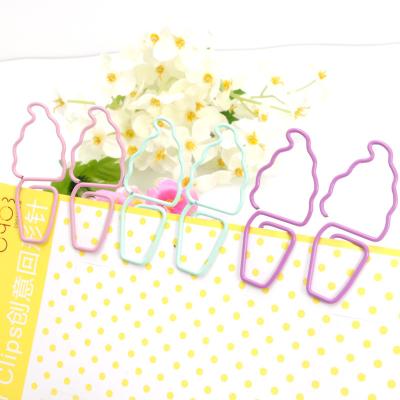 China YS04021 High Quality Colorful Plastic-Coating Colorful Line Ice Cream Shaped School Office Supplies Customized Paper Clips for sale