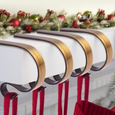 China Christmas Or Other Festival Stocking Hangs Chimney Topper Metal Hanger Fast Delivery YS10001 Christmas Mantel Hooks Holder For Stockings for sale