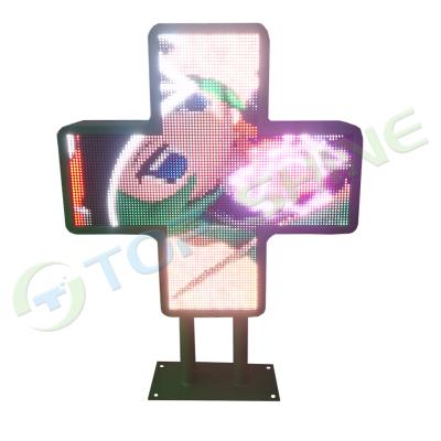 China Outdoor Competitive Price P5 Full Color LED Display Dual Sides Small Size Pharmacy LED Cross Sign for sale