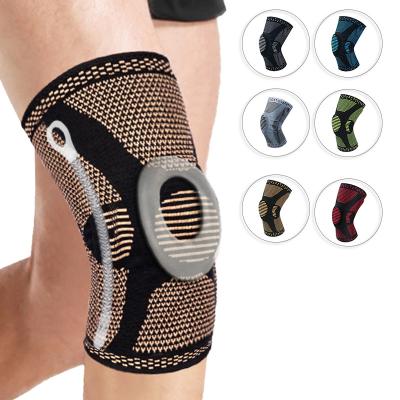 China Universal High Quality Thickened Sports Knee Brace Nylon Stable Basketball Knee Support Spring Protector Silicone Knee Pads Working Supports for sale