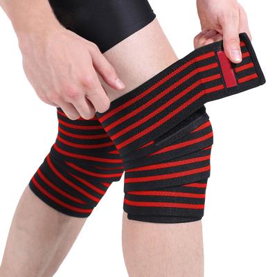 China Breathable Men Gym Yoga Elastic Knee Wraps Bandage Weightlifting Straps for sale