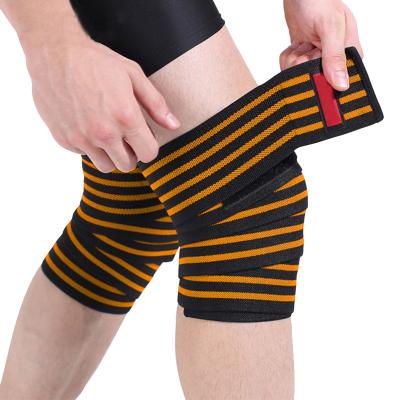 China Breathable Custom Weightlifting Knee Wraps Powerlifting Knee Support Bandage for sale