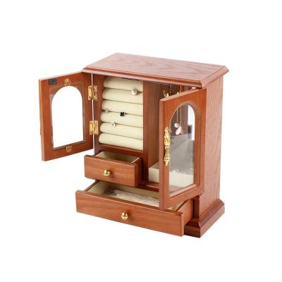 China Factory Direct Selling Modern Wooden Jewelry Box Retro Unique Art Necklace Ring Earring Jewelry Box for sale