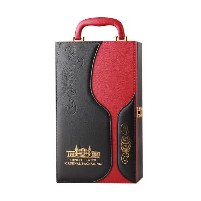 China Custom Wine Box Vintage Leather Gift Box Recyclable Top Fashion Cheap Packaging Bottle for sale