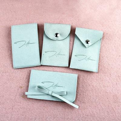 China Luxurious Fashoion Luda Suede Jewelry Bags Custom Logo Microfiber Envelope Jewelry Packaging Pouch With Insert Cards for sale