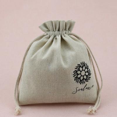 China Wholesale Custom Natural Recyclable Burlap Bag Tote Bags With Logo Drawstring Linen Burlap Bag for sale