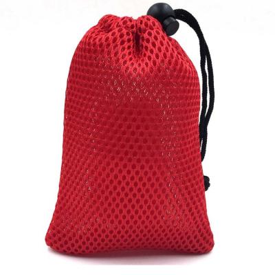 China 2019 Gift Factory Wholesale Price Red Nylon Mesh Small Drawstring Bags for sale