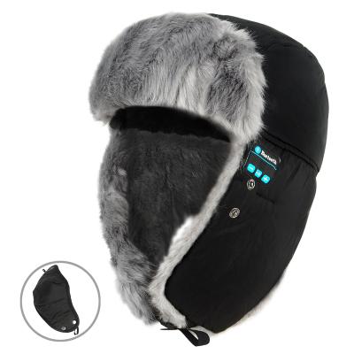 China Newly COMMON cute wireless headset tactical hats knitted warm winter plush hat music hat for sale