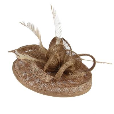 China Fashion Tea Pearl Hat Design Wedding Church Hat Striped Mesh for sale