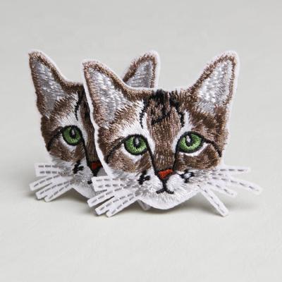 China Viable Custom Design Cat Shape Embroidery Work Patch For Clothing for sale