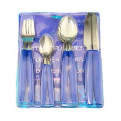 China Wholesale Viable Cheap Set Plastic Handle Reusable Cutlery Set 16 Pcs Cutlery Set for sale