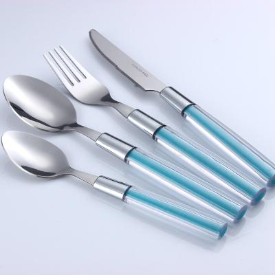 China Sustainable Wholesale Plastic Handle Flatware Stainless Steel Flatware Set for sale