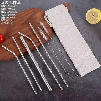 China Metal Drinking Straws Set 7pcs Set 7pcs Stainless Steel Sustainable Reusable Straws for sale