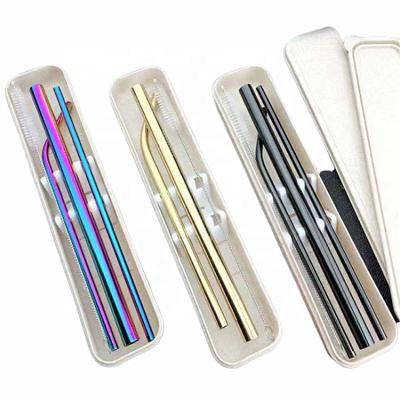 China 2022 Sustainable New Arrival 18/8 Colored Metal Drinking 304 Stainless Steel Straw Set With Cleaning Brush for sale