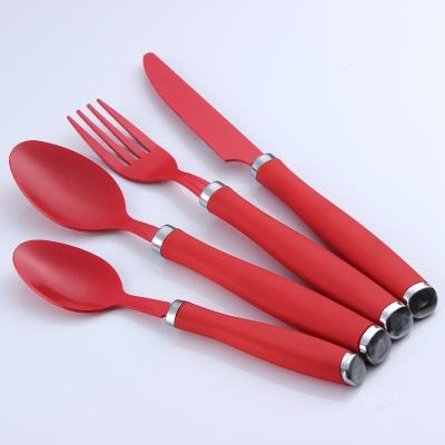 China OEM Stylish 24pcs Sustainable Professional Reusable Cutlery Sets Plastic Handle Flatware Sets for sale