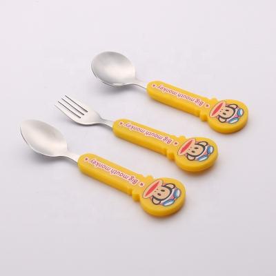 China Cartoon Design Baby Stainless Steel Flatware Set Cute Viable Wholesale Kids Children Dinnerware Set for sale