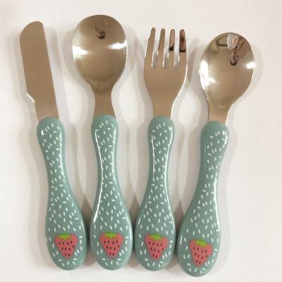 China Sustainable Wholesale Kids Cutlery Set Baby Spoon and Fork Set for sale