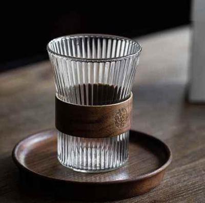 China Glass Cup Coffeeware Kawaii Glass Cup Japanese Style Glass Coffee Cup Nuts Disposable Cup Sleeve for sale