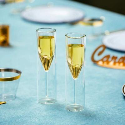 China New style champagne wine whiskey handmade luxury double wall glass cup for party banquet for sale